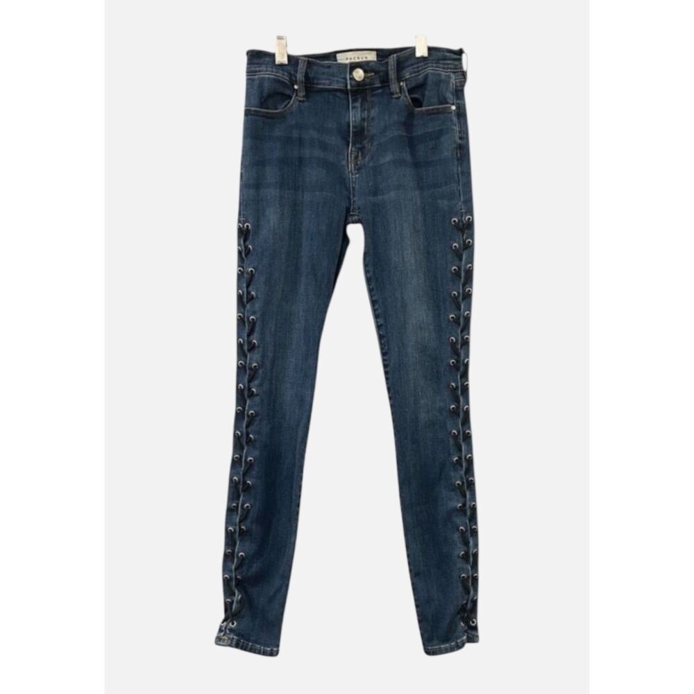 PacSun Super Stretch Lace Up Side Ankle Jegging Jeans Dark Wash Blue Size 25